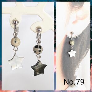 ☆6月セール880円☆【No.79】シェルの星にダルメシアンジャスパーイヤリング