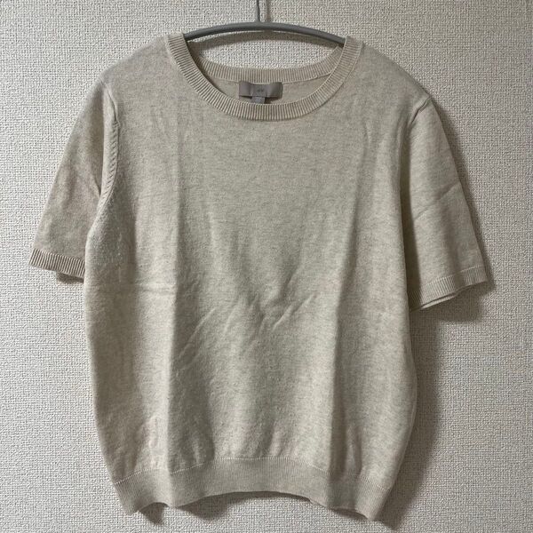 H&M Mサイズ ベージュ 半袖ニット Tシャツ トップス 春服