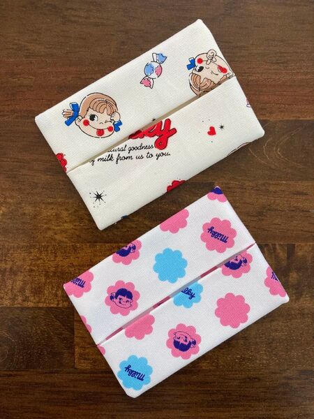 ペコちゃん ミニポケットティッシュケース 2個セット ポケットティッシュカバー ハンドメイド