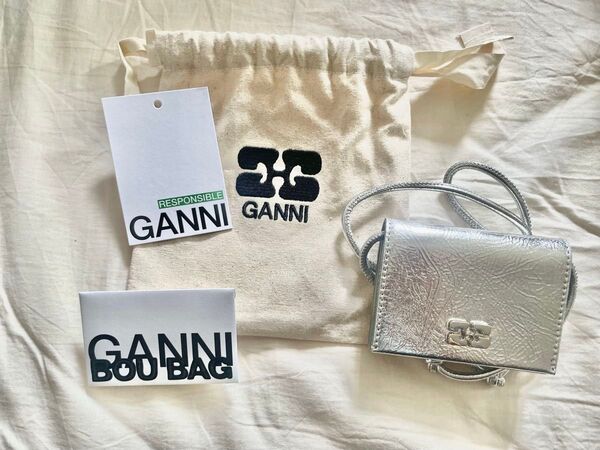 【極美品】Ganni Bou Wallet On Strap Metallic