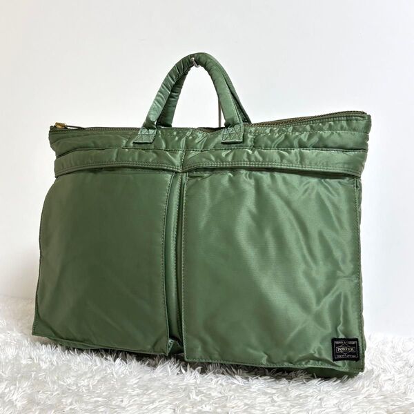 【極美品】 ポーター タンカー ブリーフケース L セージグリーン 希少 廃盤品 PORTER TANKER