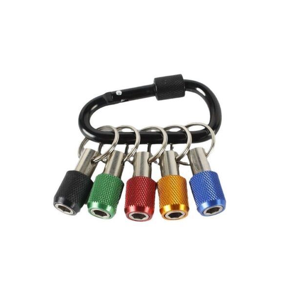ビットホルダー ブラック×シルバー 5色セット カラビナ付き 現場 DIY 工具 便利 ビット インパクト