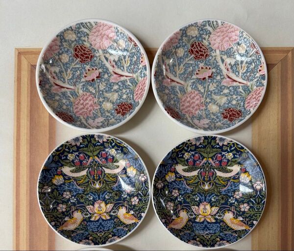 新品 ウィリアムモリス柄 豆皿 4枚 皿 食器 色絵