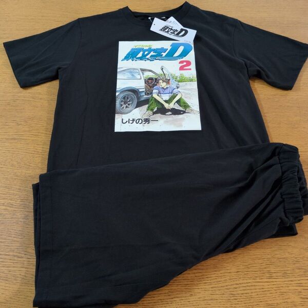 W☆新品☆イニシャルD☆半袖・半パンツ☆パジャマ☆サイズM☆ブラック☆男性用☆No.2245