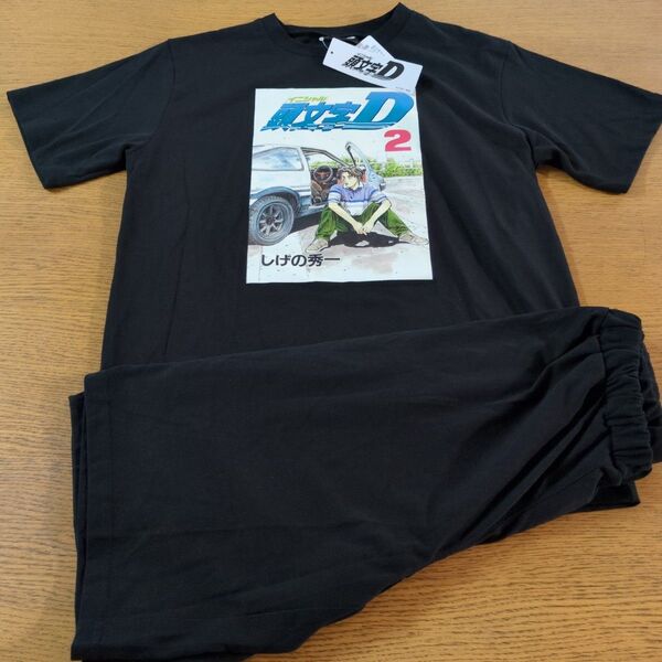 W☆新品☆イニシャルD☆半袖・半パンツ☆パジャマ☆サイズM☆ブラック☆男性用☆No.2246