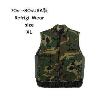 【希少】70s.80sUSA製リフリッジウエア中綿ナイロン迷彩ベスト XL
