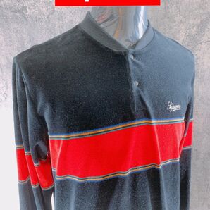 【希少】Supreme no collar polo shirt velours