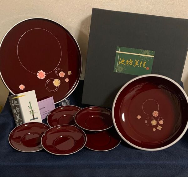 大特価 池坊美佳 おもてなし揃 茶托 菓子器 盆 合成漆器