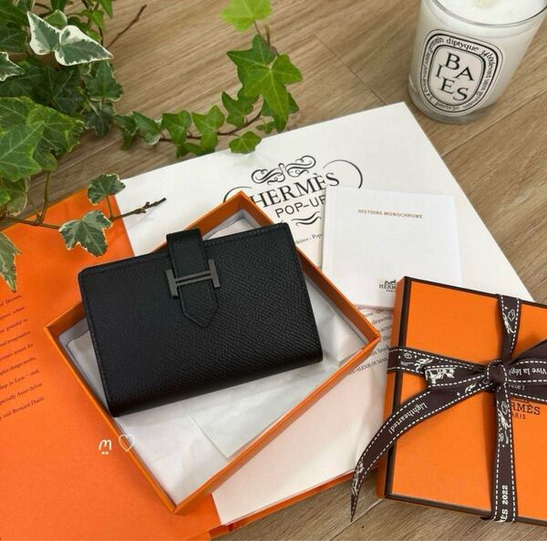 HERMES エルメス ベアン モノクローム ソーブラック カードケース