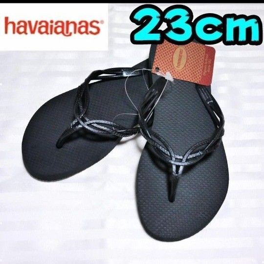 【新品】ハワイアナス ビーチサンダル 23㎝ ブラック e