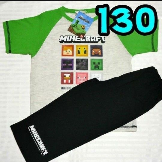 【新品】マインクラフト パジャマ 130 マイクラ 半袖 ③ 9四角