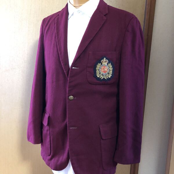 【希少】CAMPUS ヴィンテージ ジャケット USA製 エンジ サイズメンズM~L相当 【英国軍ROYAL ENGINEERSワッペン付】ロイヤルエンジニア