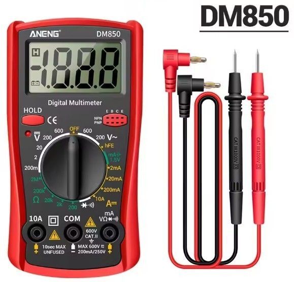 デジタルテスター 高機能デジタルマルチメーターDM850 電圧電流測定器 1999 カウント 赤