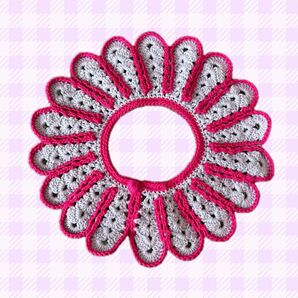 ライトパープル×パッションピンク花びらつけ襟 ハンドメイド スタイ