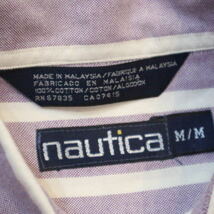 美品 nautica ストライプ ボタンダウン シャツ M パープル コットン 長袖 ノーティカ チェック ネルシャツ_画像6