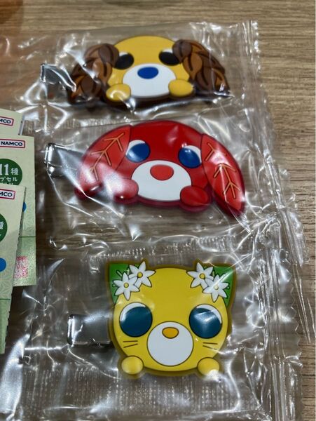3個セット お茶犬 お茶猫カプセルヘアクリップ アール ミン ムハ 未使用