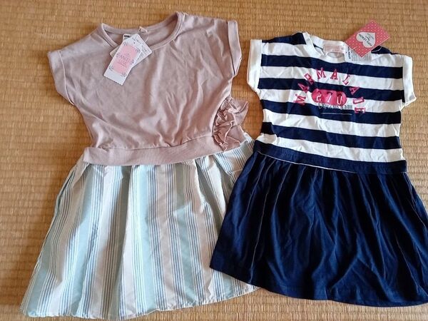 新品未使用 女の子 ワンピース サイズ110 女児 半袖 2枚