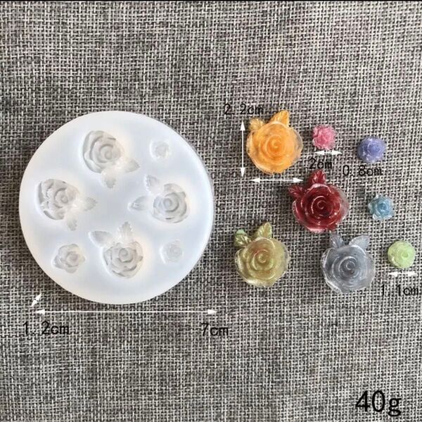 No 122 シリコンモールド フラワー 葉っぱ付き花 レジンモールド モールド