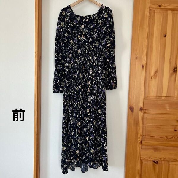 【妊婦さんも♪】花柄プリーツワンピ