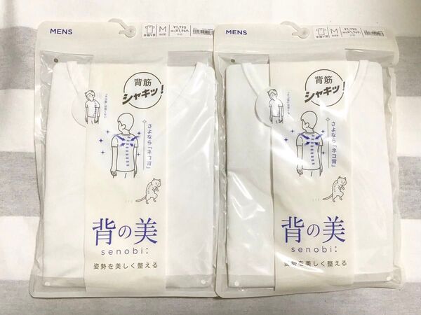 背の美 セノビ メンズ M 半袖 Vネック インナー 下着 姿勢矯正 猫背矯正 吸汗 速乾 東レ 健康 ヘルスケア Tシャツ