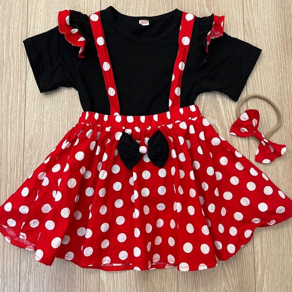 美品!ディズニー ミニー サロペットセット120