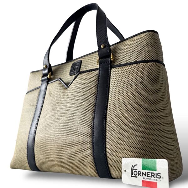 【良品】LUCIANO FORNERIS ルチアーノフォルネリス ビジネスバッグ トートバッグ ハンドバッグ B5 ゴールド金具