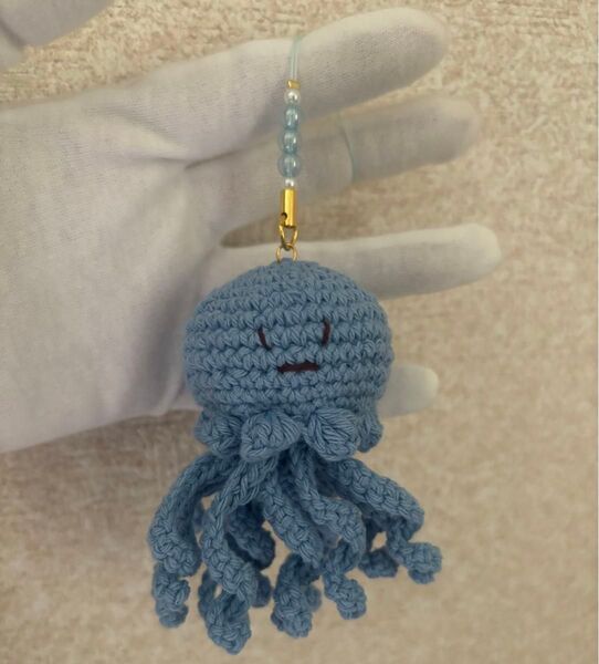 編みぐるみ タコ型編み物キーホルダー アップルグリーン ハンドメイド プレゼント 可愛い 手作り 飾り アクセサリー