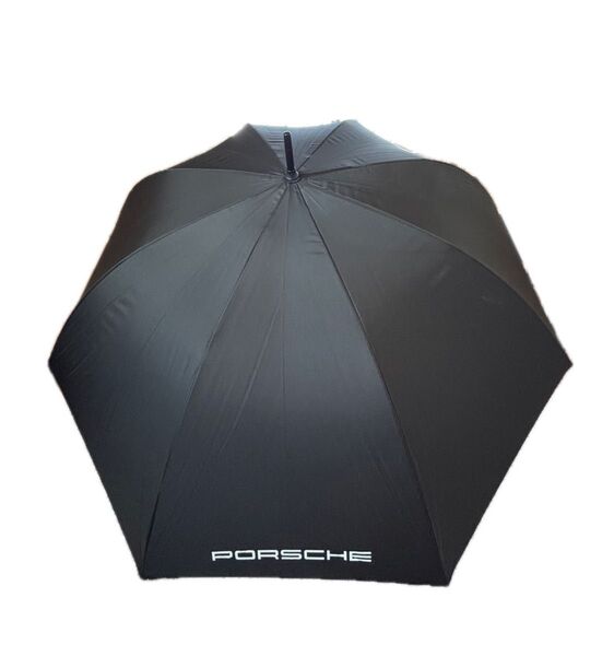 【ノベルティグッズ】PORSCHE ポルシェロゴ入り 長傘 ブラック 大型100cm ゴルフ 晴雨兼用 UVカット タグ付き