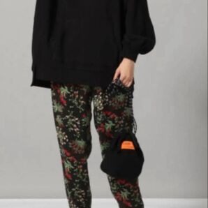 【美品】JEANASIS ムジガラパラシュートパンツ フリーサイズ ウエスト総ゴム ジーナシス