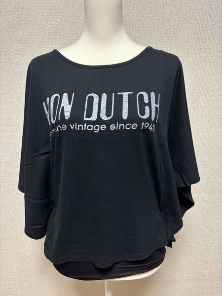 【美品】VON DUTCH ドルマンスリーブTシャツ ブラック Lサイズ 体型カバー レディース ボンダッチ