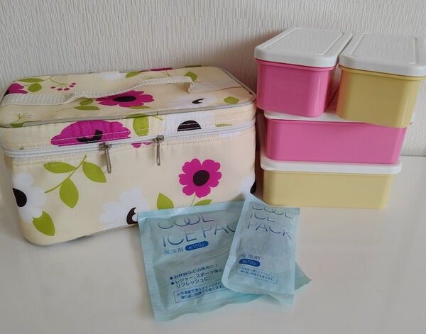 行楽 運動会 ピクニック用 お弁当箱セット 3〜4人 保冷剤 バック付き 中古品