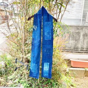 866 襤褸 ストール 古布 リメイク 藍染 藍染め パッチワーク ヴィンテージ 刺し子 ボロ BORO