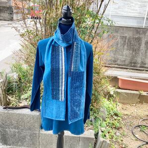 867 襤褸 ストール 古布 リメイク 藍染 藍染め パッチワーク 刺し子 ヴィンテージ ボロ