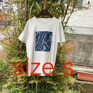 875 sizeS 襤褸 tシャツ クラッシュデニム パッチワーク