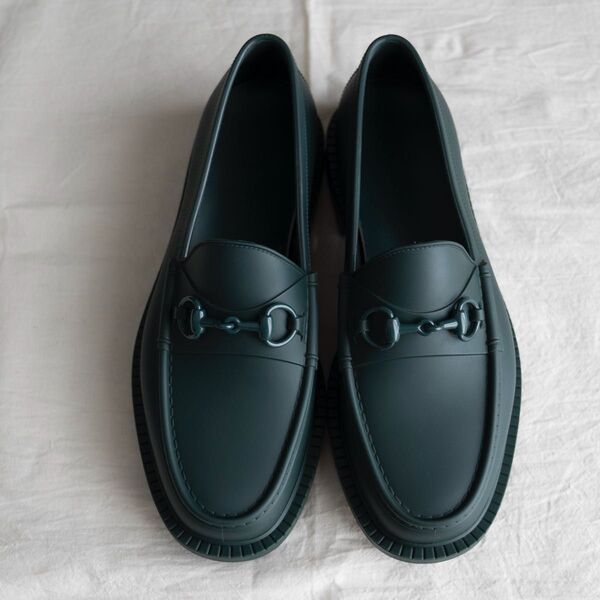 Gucci Horsebit Rubber Moccasin Loafers Green Size8