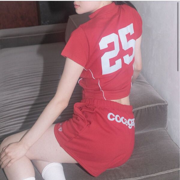 Hth codegraphy half zip numbering Tee 赤 トップス