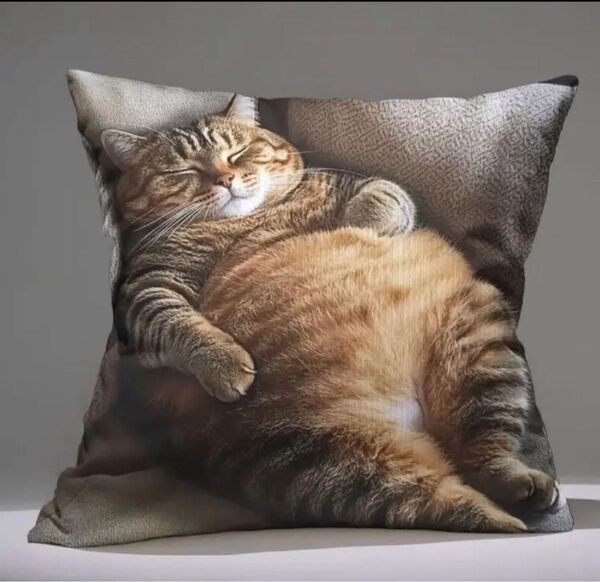 クッションカバー おデブ猫のお昼寝 ネコ 可愛い インテリア 45㎝ かわいい ネコ ねこ柄 カバー