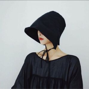 レディース ハット ブラック ツバ広 日除け UV対策 あごひも 小顔効果 帽子 バケットハット 帽子 キャスケット お出掛け