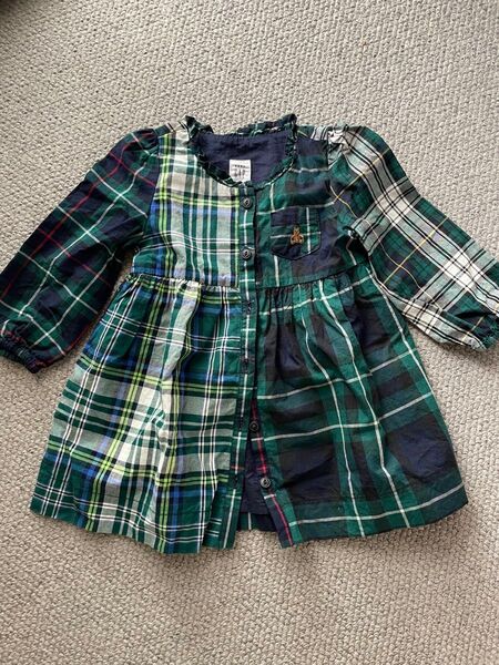 GAP チェック柄ワンピース パッチワーク風 80