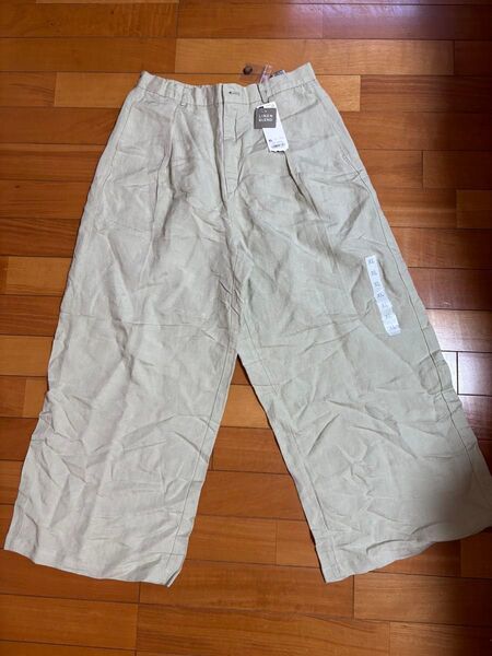 ユニクロ リネンブレンド ワイドパンツ XL グリーン未使用