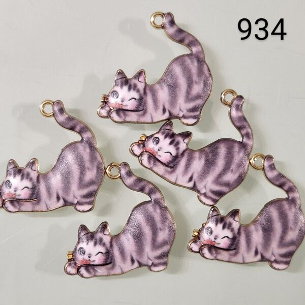 【934】☆1セット5こ入り☆猫チャーム☆400円商品よりどり5つで1000円対象商品