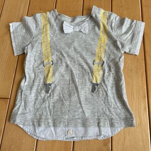 COMME CA FOSSETTE□□Tシャツ 80 サスペンダー 蝶ネクタイ