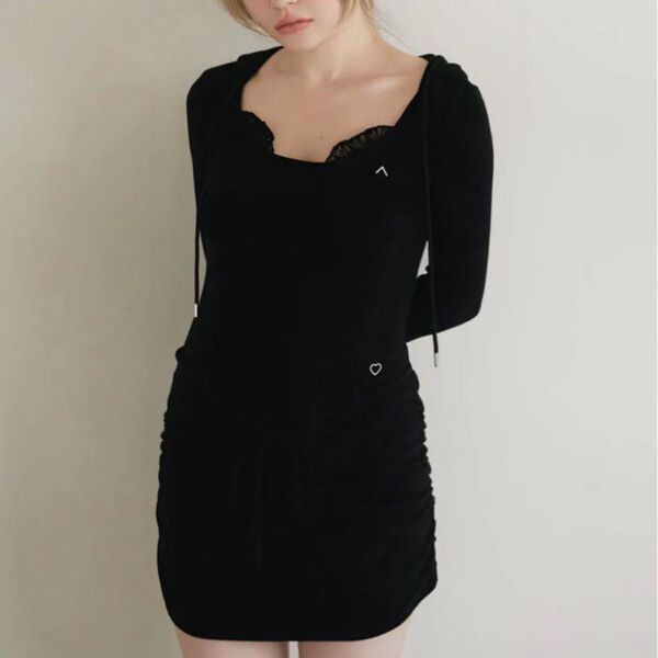 アンドマリー Elsa lace mini dress Black