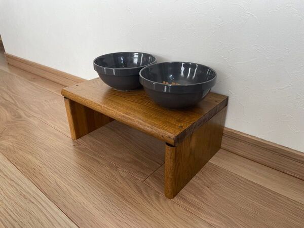 木製 ペット用食器台 木製食器台 Mサイズ 小型犬 中型犬 オーク 無垢材 ペット ペットフード