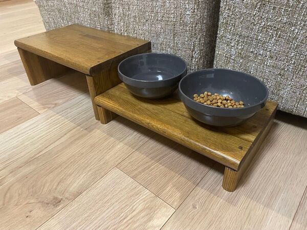 木製 ペット用 食器台 木製食器台 Sサイズ 小型犬 オーク 無垢材 ペット ペットフード