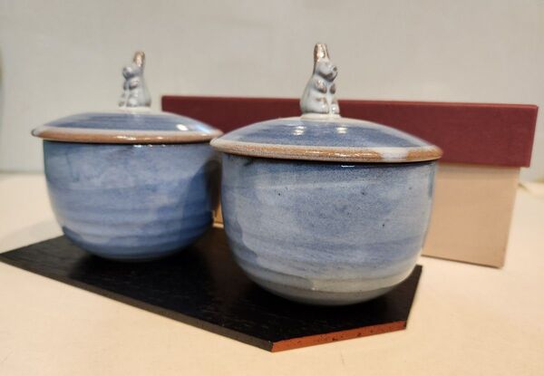第一陶器 兎蓋物 蓋物 ペア 漬物入れ 調味料入れ 薬味入れ菓子入れ 未使用品 蓋付