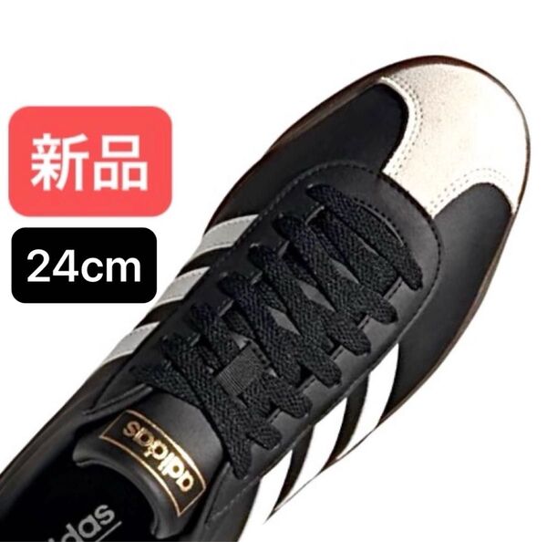 新品★adidas★Vl Court 2.0 'Black White Gum' アディダス コート スニーカー 24cm