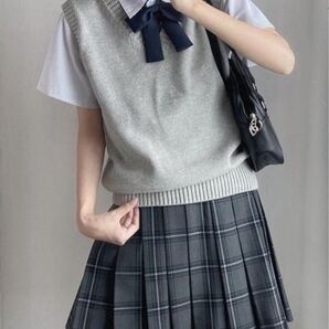 ★スクールベスト ベスト 学生服 女子 グレー 中学 高校 制服 シンプル かわいい オシャレ 灰色 推し色