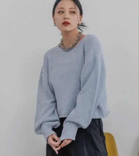 JEANASIS ラメモールボリュームスリーブショートプルオーバー ニット