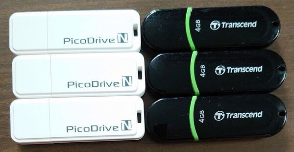 USBメモリ Transcend / グリーンハウス PicoDrive 4GB 計6個